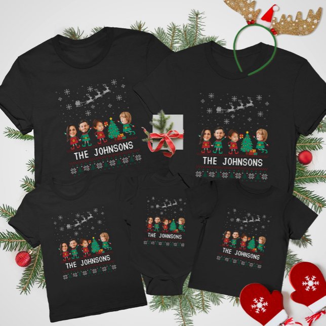 Camiseta Família Elf de Natal Personalizada e Engraçada (Criador carregado)