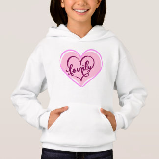 Camiseta Família em um coração desenho rosa
