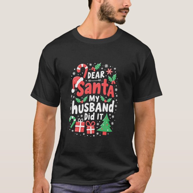 Camiseta Família Engraçada Caros Papais noeis Meu Marido Fe (Frente)