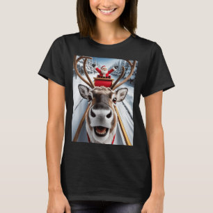 Camiseta Família engraçada do Papai Noel da selfie do Rena