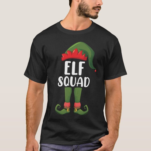 Camiseta Família Engraçada Elf Esquadrão de Natal (Frente)