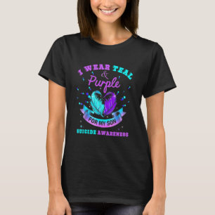 Camiseta Família Eu Uso Azul Turquesa E Roxo Pelo Meu Filho