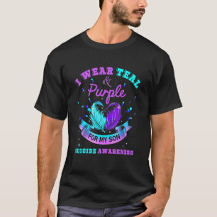 Camiseta Família Eu Uso Azul Turquesa E Roxo Pelo Meu Filho