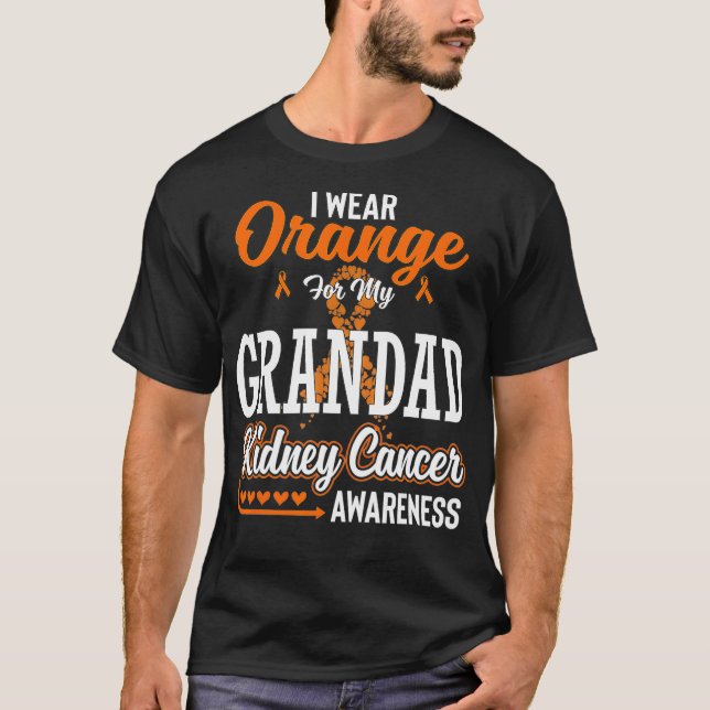 Camiseta Família Eu Visto Laranja Para O Meu Câncer de rim  (Frente)