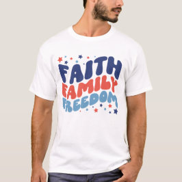 CAMISETA FAMÍLIA FAMÍLIA DE FÉ 4 DE JULHO LIBERDADE GROOVY 