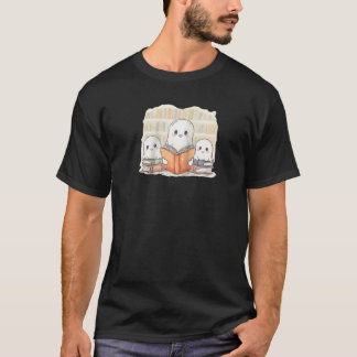 Camiseta Família Fantasma Lendo um Bookworm de Livro Cute B