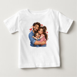 Camiseta Família Feliz Abraço – Fofa Família de Desenho Ani
