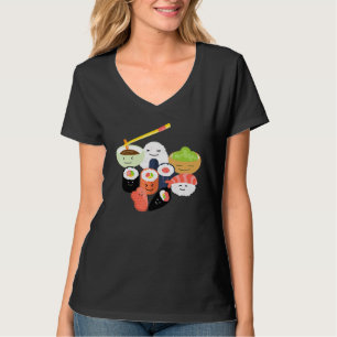 Camiseta Família Feliz de Sushi Comida Japonesa Arroz Sushi