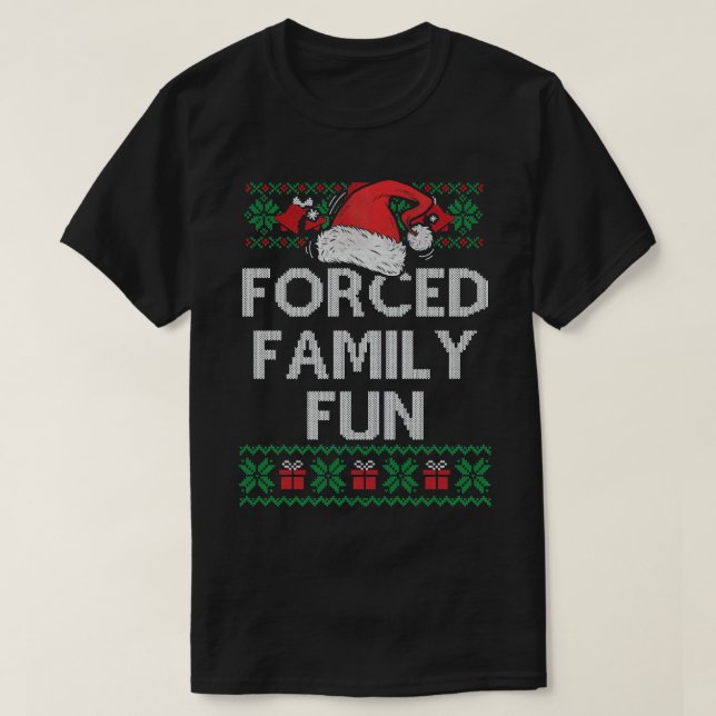 Camiseta Família Forçada Diversão Sarcástica Adulto Engraça (Frente do Design)
