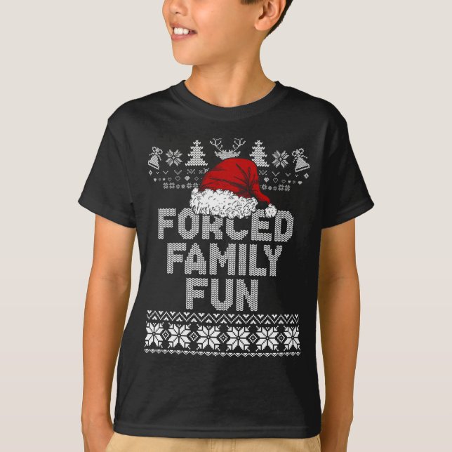 Camiseta Família Forçada Xmas Diversão Sarcástico Papais no (Frente)