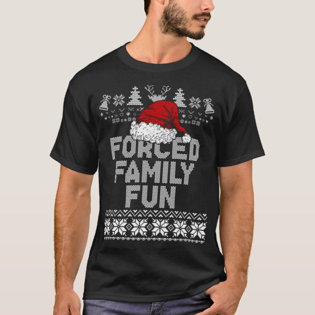 Camiseta Família Forçada Xmas Diversão Sarcástico Papais no (Frente)