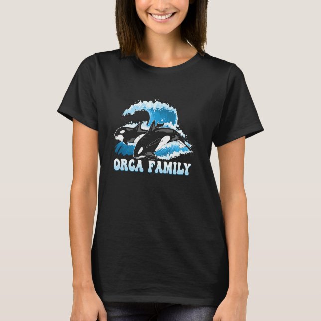 Camiseta Família Funny Orca Baleia Mar Oceano Oceano Gelado (Frente)