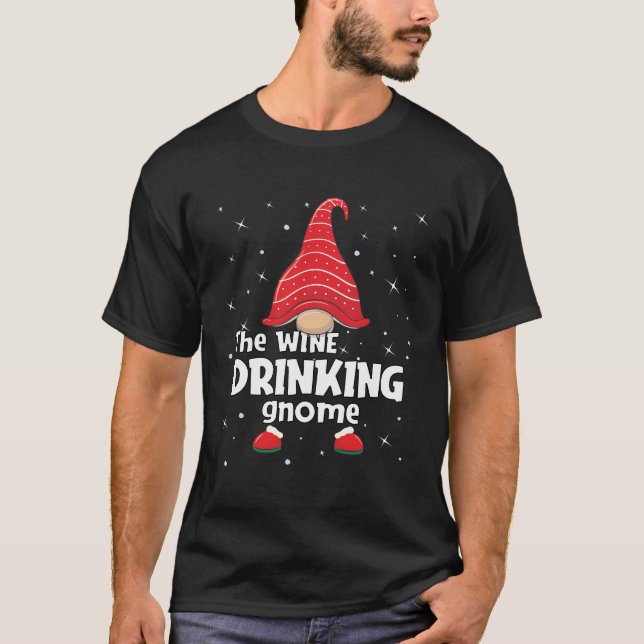 Camiseta Família Gnomo bebendo Correspondendo ao Natal Engr (Frente)