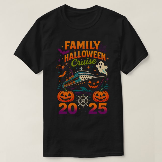 Camiseta Família Halloween Cruise 2025 Pessoal Familiar (Frente do Design)