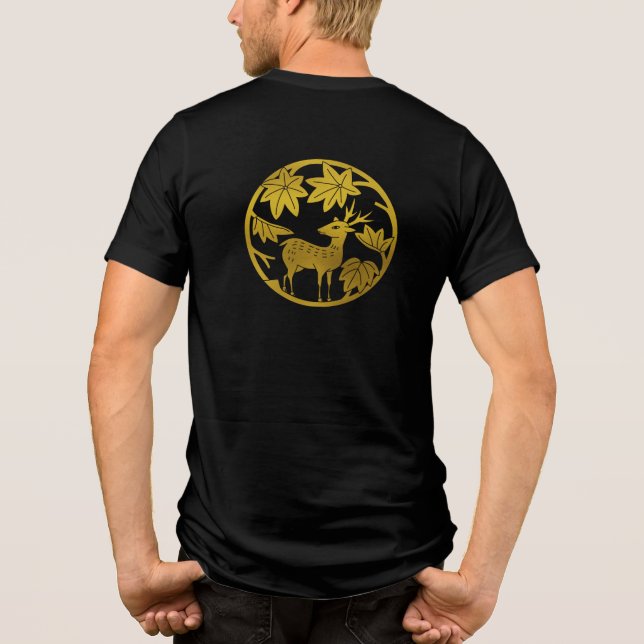Camiseta Família Japonesa Crest - Mapa e veado Japonês (Verso)