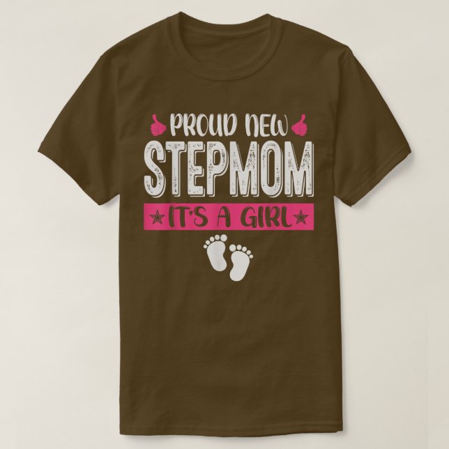 Camiseta Família legal Nova Stepmama Orgulhosa É uma Menina (Frente do Design)