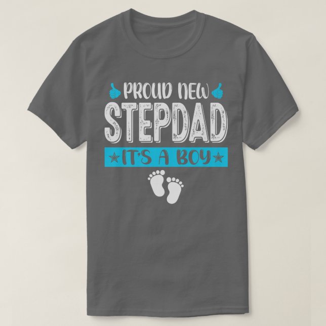 Camiseta Família legal Novo Stepdad Novo É Um Menino Sexo (Frente do Design)