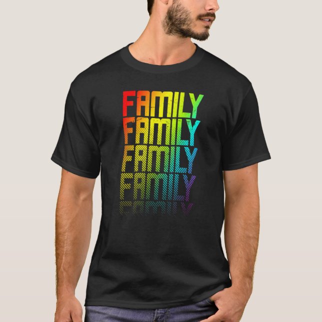 Camiseta Família Lgbtq+ Orgulho gay do Arco-Íris Texto Fade (Frente)