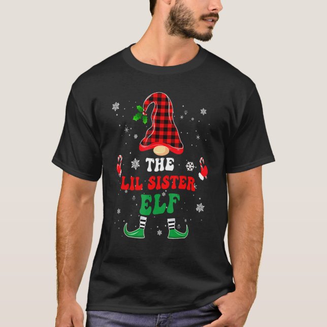Camiseta Família Lil Irmã Elf Correspondendo Ao Natal Pajam (Frente)