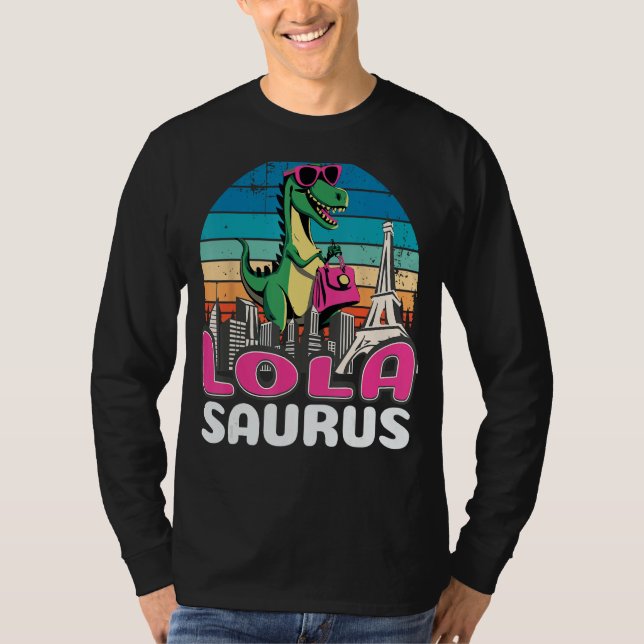 Camiseta Família Lolasaurus T Rex Dinosaur Lola Saurus (Frente)