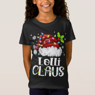 Camiseta Família Lolli Claus Santa Hat Natal Light Xmas