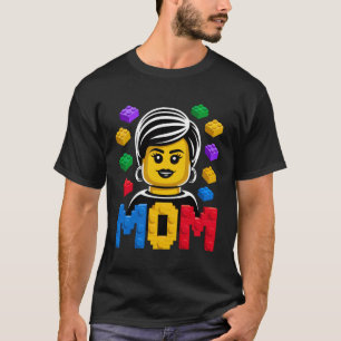Camiseta Família Mãe Construtor Mestre Blocos Tijolos de Co