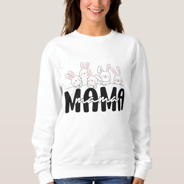 Camiseta Família Mama Bunny - Teto e Sweatshirt de Coelho B (Frente)