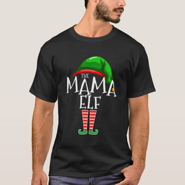 Camiseta Família Mama Elf Correspondente Grupo Natal Gift G (Frente)