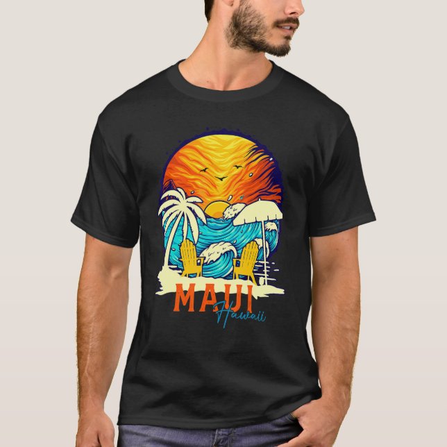Camiseta Família Maui Sunset Beach Havaiana de Casais de Fé (Frente)