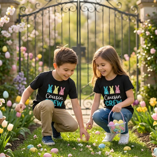 Camiseta Família Meninas Coelho de Páscoa Cousin C