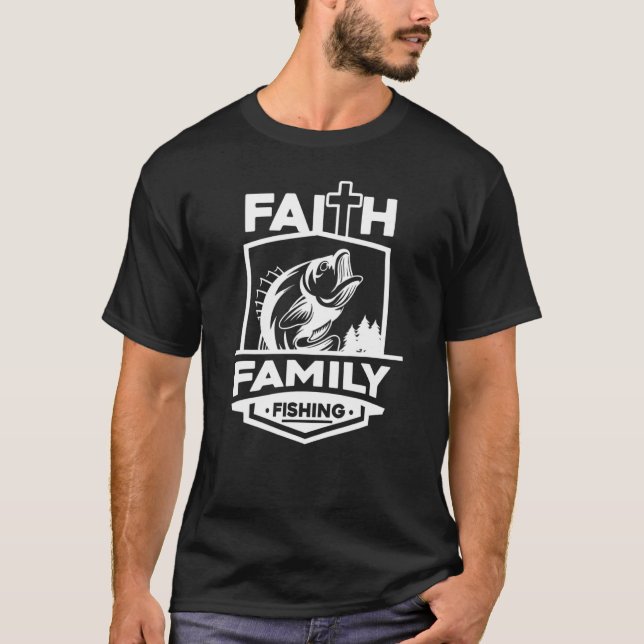 Camiseta Família Mens Faith Pesca Peixes Cristãos Religioso (Frente)