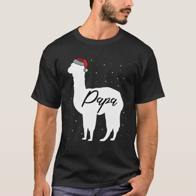 Camiseta Família Mens Papa Llama Correspondendo pijama de N (Frente)