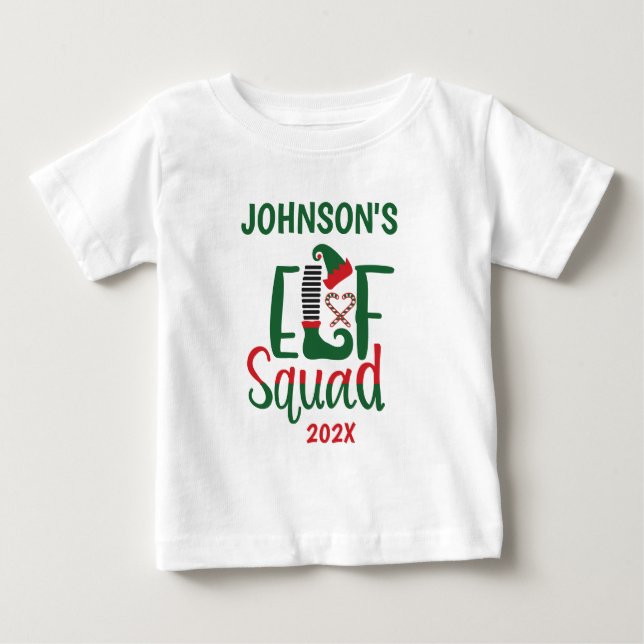 Camiseta Família Moderna Correspondente ao Elf Squad no Nat (Frente)