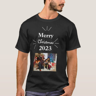 Camiseta Família Moderna de Fotos de Natal Elegante