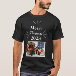 Camiseta Família Moderna de Fotos de Natal Elegante