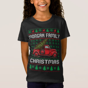 Camiseta Família Morgan Feia de Natal Doce Vermelho