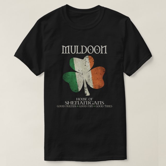Camiseta Família Muldoon sobrenome Irlanda (Frente do Design)