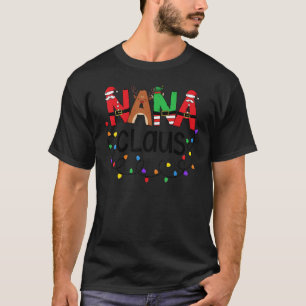 Camiseta Família Natal Nana Claus Correspondendo Xmas Light