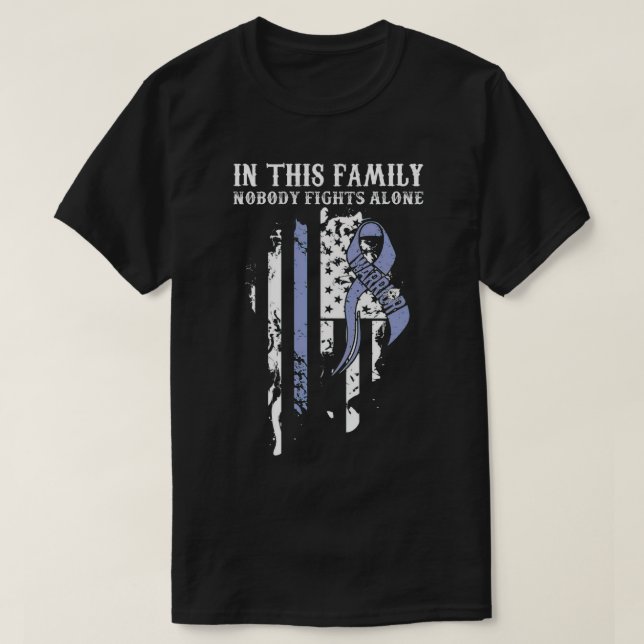 Camiseta Família Ninguém Luta Sozinho Cancer De Estômago Of (Frente do Design)