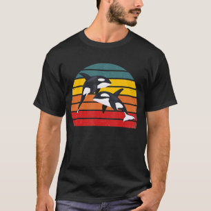 Camiseta Família Orca Vintage Retro Família de Baleias Assa