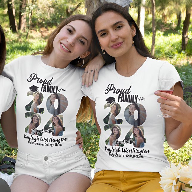 Camiseta Família Orgulhosa de Colagem Personalizada de Foto (Criador carregado)