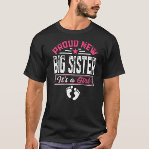Camiseta Família Orgulhosa Nova Irmã É uma Menina Sexo Rev