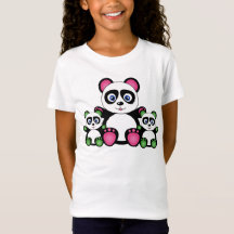 Família Panda Bonita Em Verde E Rosa