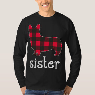 Camiseta Família Parceira de Natal da Irmã da Xadrez Vermel