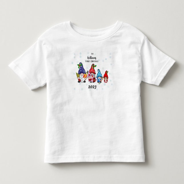 Camiseta Família Personalizada Bebê Menina Gnome Família (Frente)