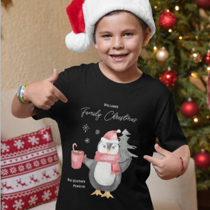Camiseta Família Pinguim Bonita Correspondendo ao Natal Irm