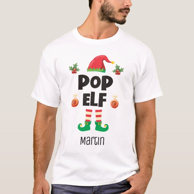 Camiseta família pop elf que combina com o nome da roupa de (Frente)