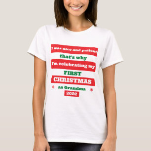 Camiseta Família Primeiro Natal como uma citação engraçada