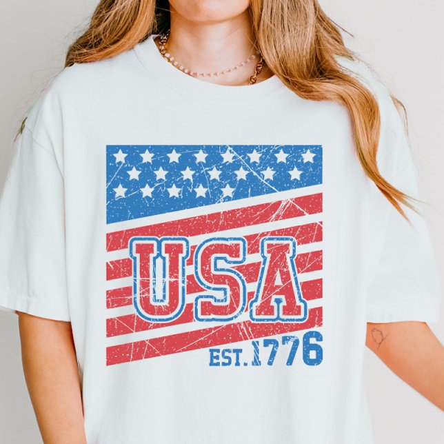 Camiseta Família Retro America Flag USA 4 de julho (Criador carregado)