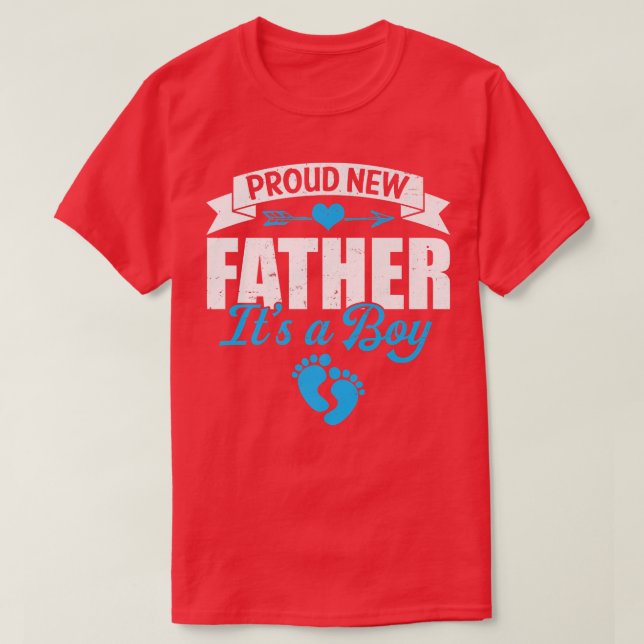 Camiseta Família Retro Orgulhosa Novo Pai É um Menino Gêner (Frente do Design)